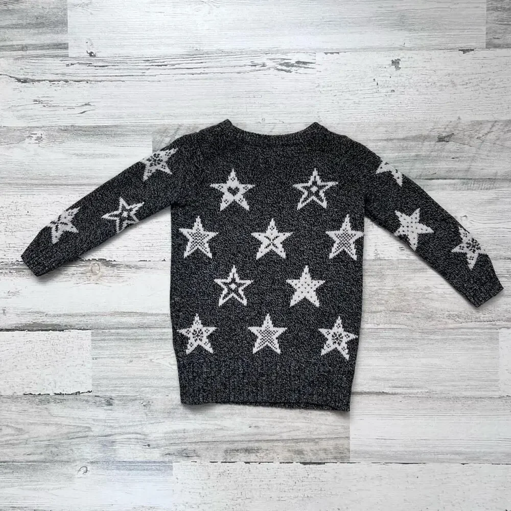Baby Gap Sweater Toddler 2T Black Cream Stars Cotton Wool Crew Neck Cozy Fall